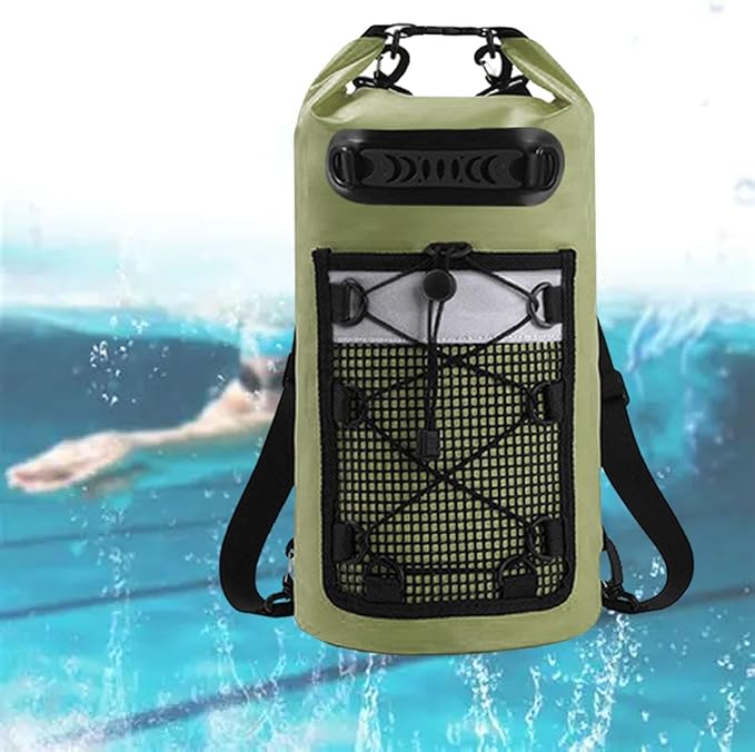 Dry Bag Storage Bag with Handle Comfortable for Hiking Men/Women Camping Boating Green
