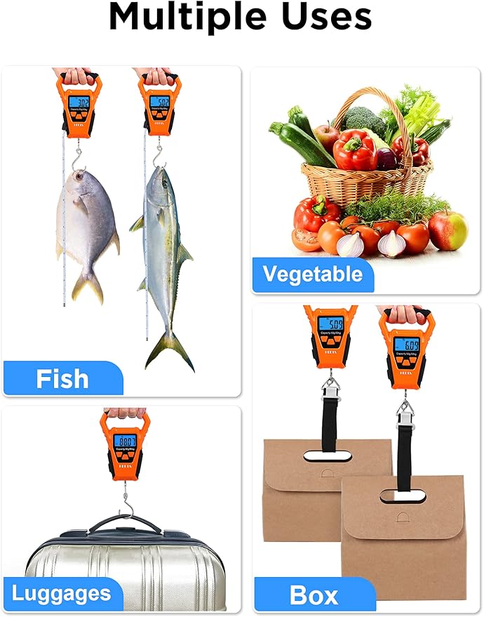 HEETA Waterproof Pouch Bag Screen Touch Sensitive (Black &amp White) Bundled with Waterproof Fish Scale Digital with Backlit LCD Display 2 AAA Batteries Included (Orange)