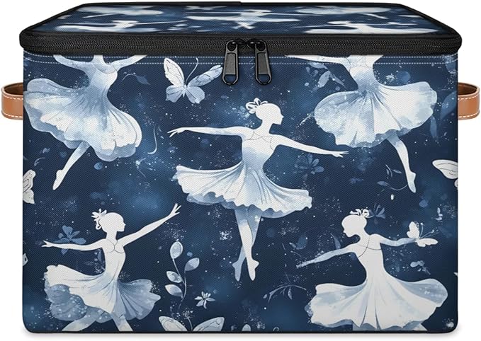 Storage Bins with Lids Butterfly Ballet Storage Basket Clothes Organizer with Handles Closet Storage Containers for Clothing Bedding Blanket