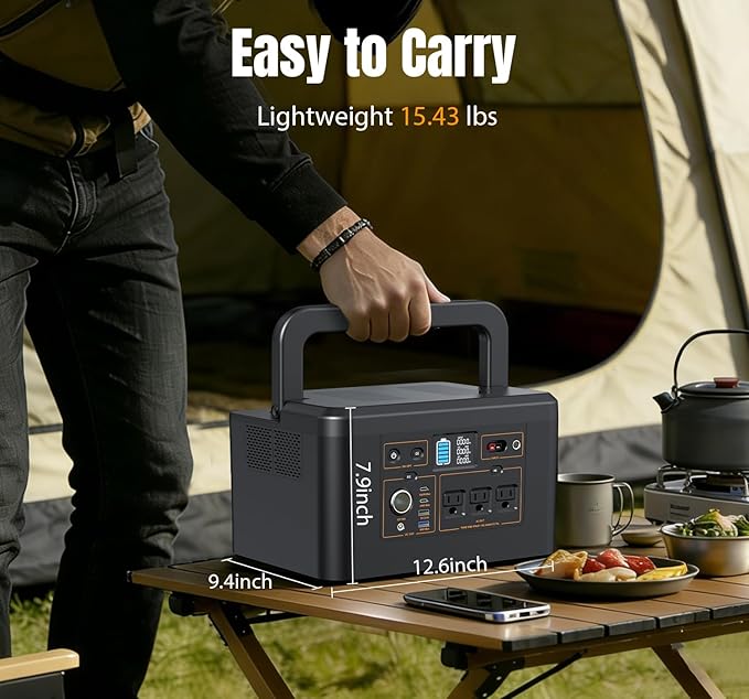 Portable Power Station 650W (1200W Peak) 576Wh Solar Generator LiFePO4 Battery 3.5 Hour Fast Charging Solar Generator for Home &amp Emergency Backup Hurricane CPAP (Solar Optional)