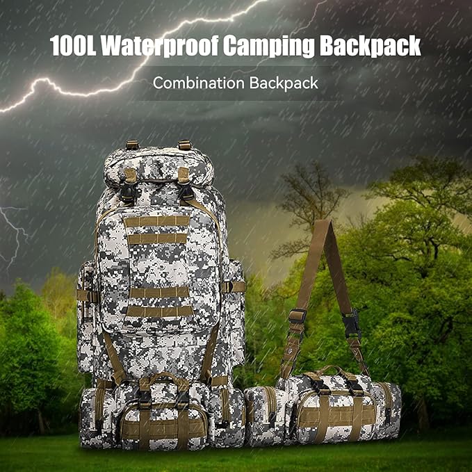 100L Camping Hiking BackpackMolle military Tactical rucksack backpackWaterproof Lightweight Hiking Backpack