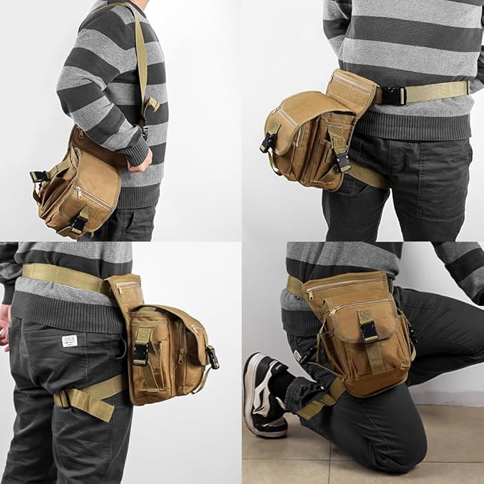 Tactical Drop Leg Bag Adjustable Thigh Pouch Bag with Multi-Pocket for Cycling Hiking Climbing Hunting Travelling