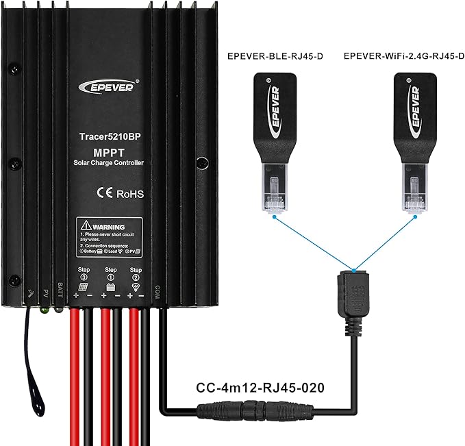 EPEVER MPPT Solar Charge Controller 30A 12V 24V auto IP67 Waterproof Max PV 100V Solar Panel Charger Regulator 390W/780W for Sealed Gel AGM Flooded LiFePO4 Lithium Battery