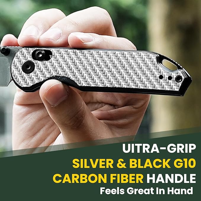 Kizer Assassin Folding Pocket Knife 2.99 Nitro-V Steel Blade G10 Carbon Fiber Handle Folding Knife Drop Point EDC Knives Perfect for Men Women Camping Hunting Survival V3549A3
