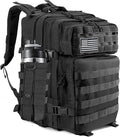 45L Military Tactical Backpacks For Men Camping Hiking Trekking Daypack With Removable Water Bottle Pouch Bug Out Bag Lage MOLLE 3 Day Assault Pack - Balck Army Pack