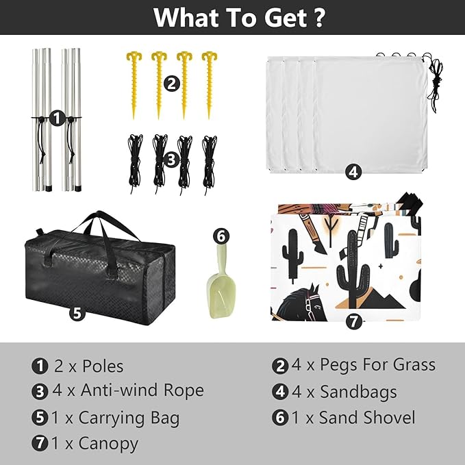 Cowgirls Beach Tent Sun Shelter Set UPF50+ UV Protection 10.5 x 9.19 FT Camping Shade Canopy with Sandbags Sand Anchors Carrying Bag and Others