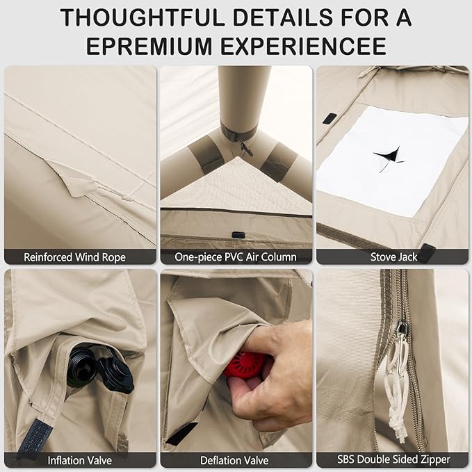 Inflatable Tents for CampingEasy Blow Up Tent with Hand Pump4 Seasons Waterproof Air Inflatable Camping Tent House for Family Weekend Camping