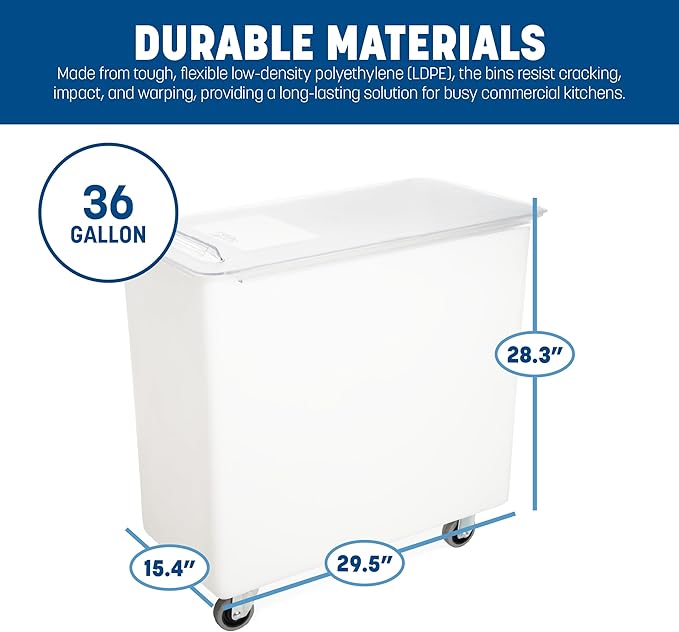 Carlisle FoodService Products BIN3602 Portable Ingredient / Food-Storage Bin with Sliding Lid 36 Gallon White