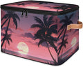 Storage Bins with Lids Palm Tree Beach Storage Basket Clothes Organizer with Handles Closet Storage Containers for Clothing Bedding Blanket