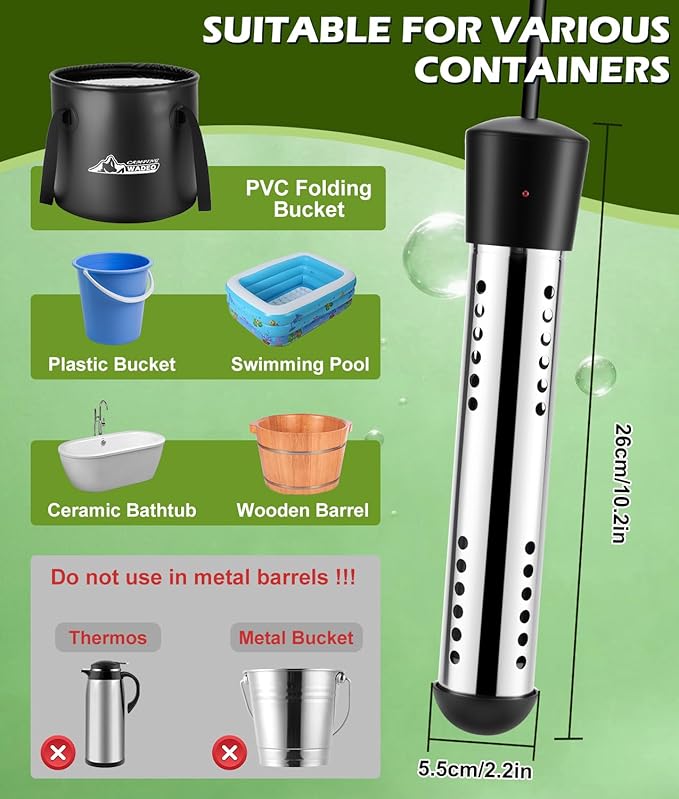Upgraded Portable Shower for Camping with Heater Rechargeable Camping Shower with Intelligent LED Display 5 Gal Foldable Bucket 4 Spray Modes Portable Shower for Travel Pet Bath Car Washing