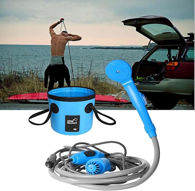 Portable Shower for Outdoor Activities with Practical Container Blue