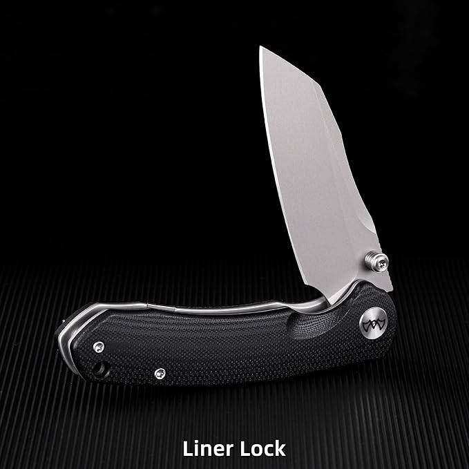 Folding Pocket Knife 3.35 14C28N Blade G10 Handle EDC Knife with Liner Lock Small Pocket Knife with Clip for Men Sharp Camping Hiking Hunting Survival Knives (Silver)