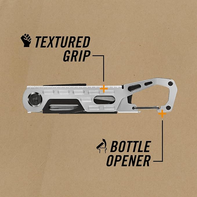 Gerber Gear Stake Out 11-in-1 Multi-tool - 2.2 Plain Edge Blade Tent Stake Puller Carabiner Carry - EDC Gear and Equipment - Graphite