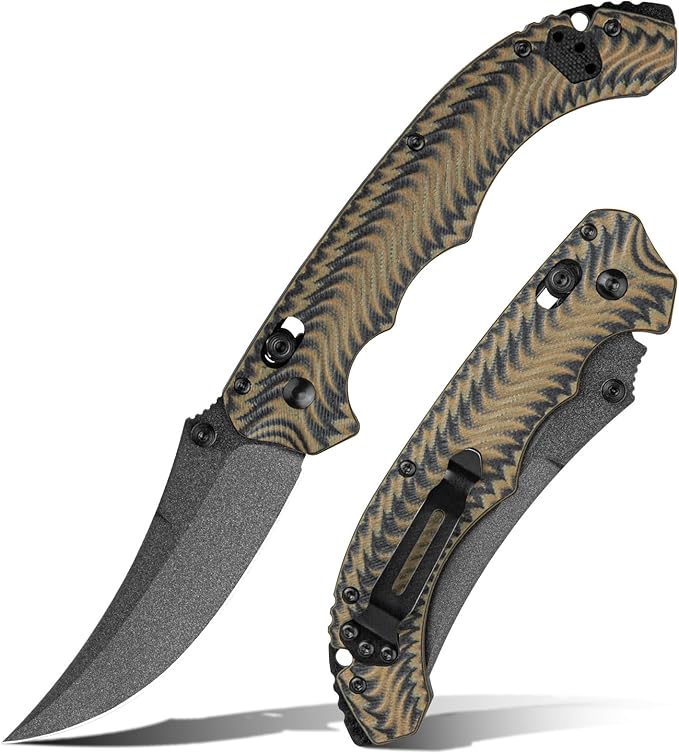 Folding Knife for Men: D2 Steel Blade &amp Carbon Fiber Handle for Hiking Travel and Everyday Carry (EDC) Ergonomic Streamlined Design