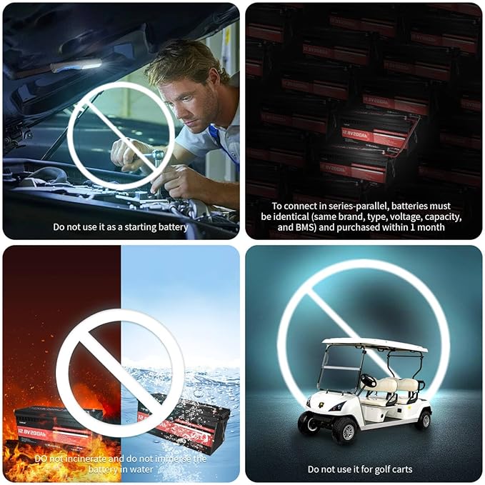 2 pack Dumfume 12V 200Ah LiFePO4 Lithium Battery2560Wh Energy1280W Load200A BMS &amp 95% Discharge Efficiency15000+ Cycles for Solar RV Off-Grid Camping Home Backup