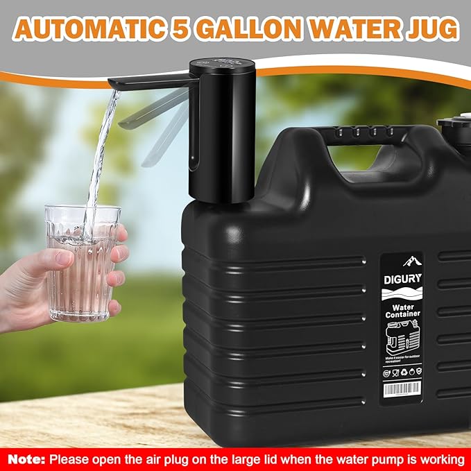 5 Gallon Water Jug with Electric Water Dispenser 2000mAh Automatic Type-C Rechargeable Water Pump BPA Free Camping Water Container Tank No Leakage