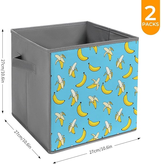 Foldable Storage Bins with Handles Cute Banana Sturdy Collapsible Cube Box for Organizing Blankets Towels Toys Ideal for Home &amp Closet Use