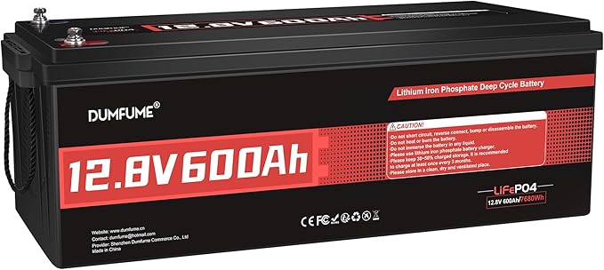 12V 600Ah LiFePO4 Battery Built-in 200A BMS 7680Wh Energy 10000+ Deep Cycles Rechargeable 12 Volt Battery Perfect for RV Solar System Off Grid Home Energy Storage