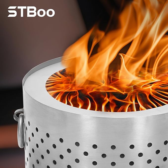 Tabletop Fire Pit with Ash Tray - Low Smoke Pellet Portable Table Top Firepit | Indoor&ampOutdoor Mini Personal Fireplace with Travel Bag | Small Smores Firepit for Patio CampingPorch7.8inch Stain