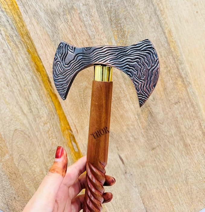 Handmade Carbon Steel Double Headed Axe Viking Axe Ragnar Axe Battle Axe Gift for him