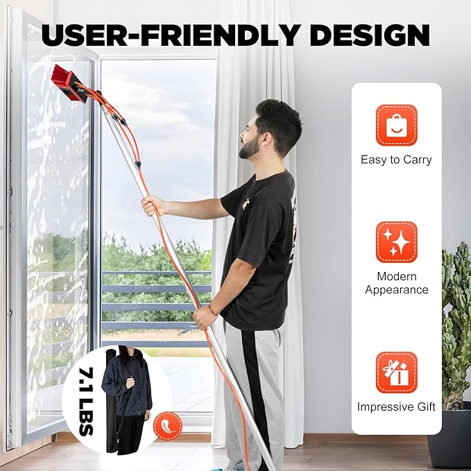 26 Feet Reach Solar Panel Cleaning Brush &amp Pole Water Fed Pole KitSuitable for Solar Photovoltaic Panel Cleanin High Windows Cleaning and Cleaning Cars Trucks Vans Caravans Windows