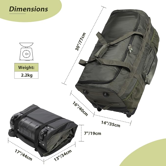 REDCAMP 85L/120L/140L Foldable Duffle Bag with Wheels Large Travel Duffel Bag