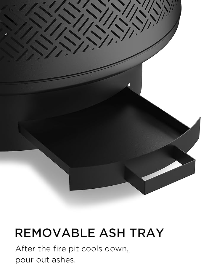 32 Fire Pits with Cooking Grill Outdoor Fire Pit with Lid &amp Fire Poker Fire Pit Table for Outside Wood Burning Firepit Round Heavy Duty Firepit for BBQ Table Picnic Camping Bonfire Party