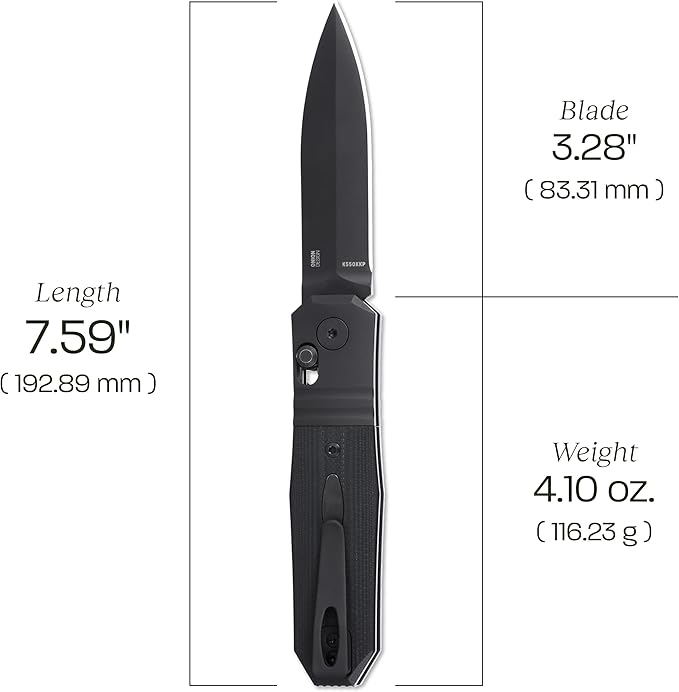 CRKT Redemption Compact Black Everyday Carry EDC Folding Pocket Knife with Crossbar Lock: MagnaCut Plain Edge Blade G10 w/Stainless Steel Handle Reversible Pocket Clip K550KKP