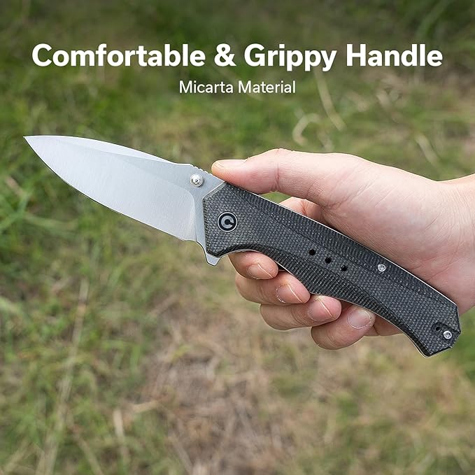 CIVIVI Photonix EDC Pocket Knife Folding Knife with 3.7 14C28N Blade Micarta Handle with Pocket Clip for Men Women Camping Hiking Fishing Knife C23081B-3 Dark Green
