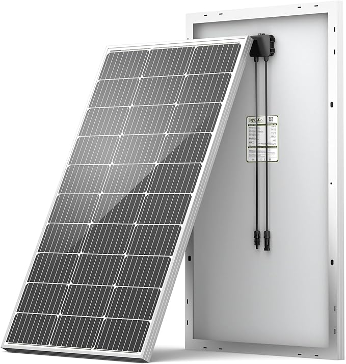 HQST 100W 12V Monocrystalline Solar Panel with Solar Connectors High Efficiency Module PV Power for Battery Charging Boat Caravan RV and Any Other Off Grid Applications