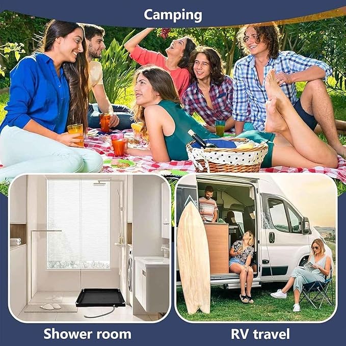 Outdoor Shower Pan with Detachable Drain Pipe Outdoor Shower Floor Portable Outdoor Camping Shower for OutdoorCampingBeach Caravan and Shower Stall