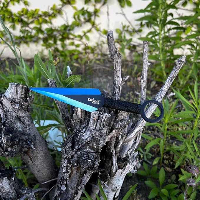 Tactical Flame Skull Machete with 3 Throwing Knives Set