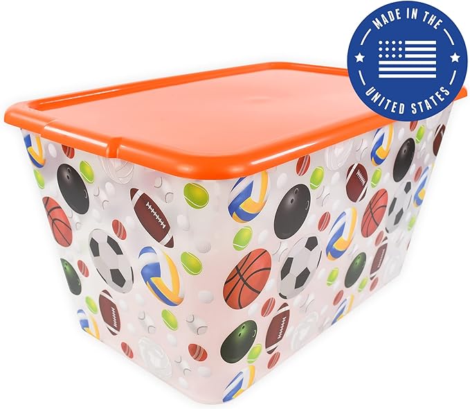58 QT Stackable Plastic Storage Bins with Lids 4-Pack Large Clear Storage Bins for Organizing Garage Closet Durable Nestable Containers Made in USA