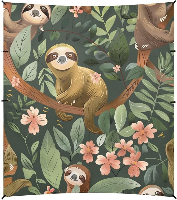 ALAZA Funny Sloth Family on Tree Beach Tent Sun Shelter Portable Canopy Sunshade for Outdoor Camping Picnics Backyard Fun 10x9 ft