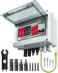 600V Solar DC PV Combiner Box 2 String with Lightning Arrester Connector for On/Off Grid Solar Panel System 2 Input 2 Out 32A Fuse 63A Circuit Breaker Waterproof ABS Enclosure