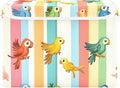 Cute Parrots Storage Cube Bins Basket with Lid Collapsible Flip-top Fabric with Handle for Home Bedroom Closet Office 16.5×12.6×11.8 in