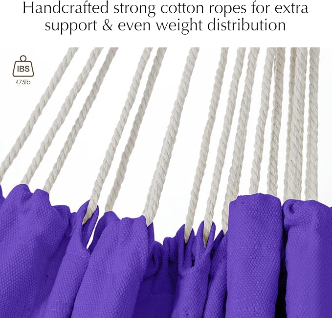 PNAEUT Double Hammocks for Outside Replacement Outdoor Tree Hammock for Indoor Patio Porch Garden (Purple Medium)