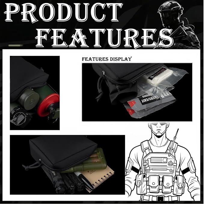 Tactical Molle Admin Pouch Multifunctional Outdoor Sports and Leisure Waist Bag Small GP General Purpose Pouches with Loop Panel for Vest Gun Belts Backpack Etc