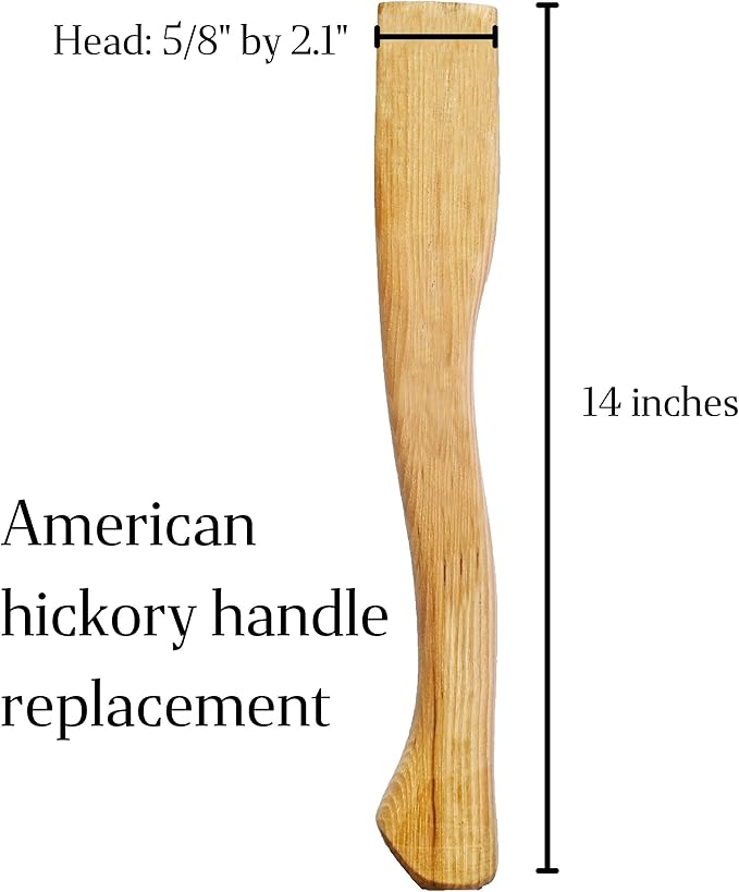 2 Pack American Hickory Axe Handle Replacement for 14 Axes That use 1-1/4 Pound Heads Complete Set with Wooden and Steel Wedges - Hatchet Handle Replacement - Hickory Hatchet Handle Replacement Axe