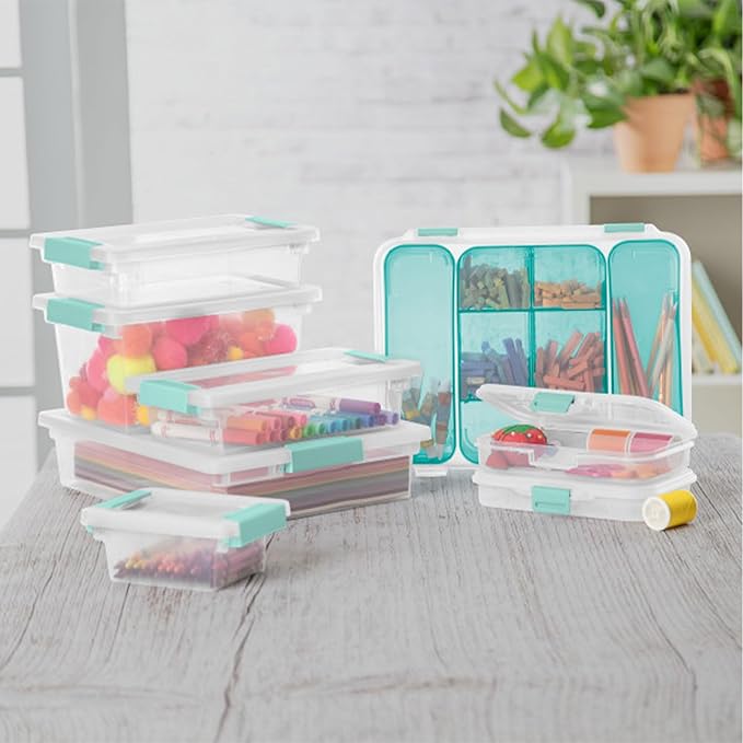 Sterilite 16-Pack Clip Box Clear Storage for Crafts Supplies and Office Items Medium