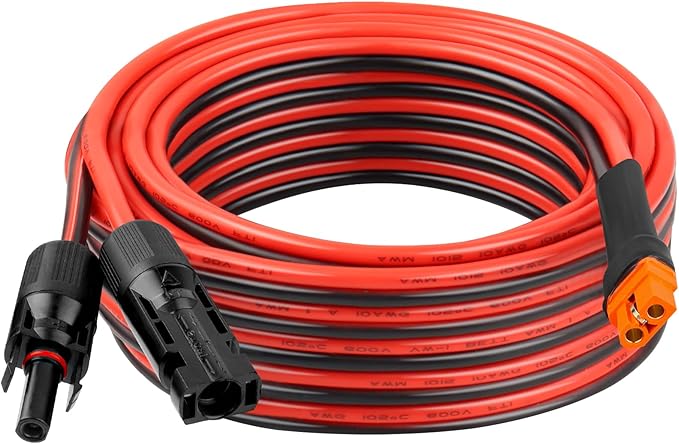 10AWG 30FT Solar to XT60i Extension Cable 3 6 10 35 50 75 100FT Heavy Duty Adapter Cable Connector XT60i Wire for Portable Power Station Solar Panel RV Battery