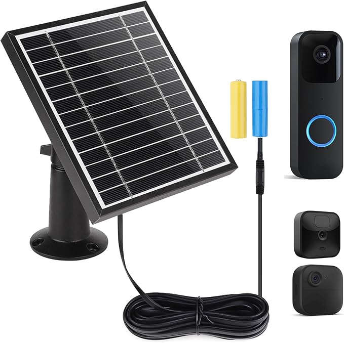 UYODM Solar Panel Charger Compatible with Blink Video Doorbell/Blink Outdoor 4(4th) / XT3 / XT2 / XT CamPower Your Doorbell or Outdoor Cam Continuously with 11.8 Ft CableAL Alloy Frame Durable