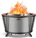Panovue 29” Large Capacity Smokeless Fire Pit for OutsideHeavy‑Duty Wood Burning Firepit with Dual‑Wall Design Mesh Shield Pull‑Out Ash Pan Stylish Patio for Backyard Gatherings