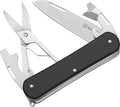 Fox Knives Vulpis FX-VP130-F4 Slipjoint Folding Knife 4-in-1 Multitool 2.17in Blade Bottle Opener Can Opener Flat Head Screwdriver Scissors - Compact Versatile Minimalist Pocket Knife (Black)