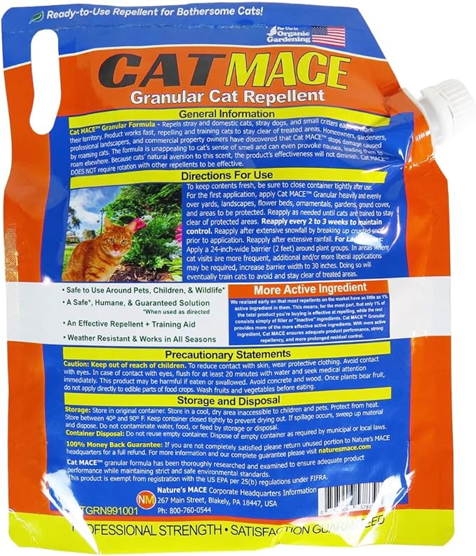 Nature's Mace Cat Repellent Bundle - Training Deterrent Tool for Cats - All-Season Protection for Outdoor &amp Indoor Areas - Gentle for Pets Plants &amp Family - 6 lb Granular &amp 40oz Ready-to