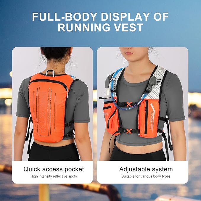 INOXTO Running Hydration Vest BackpackLightweight Insulated Pack with 1.5L Water Bladder Bag Daypack for Hiking Trail Running Cycling Race Marathon for Women Men