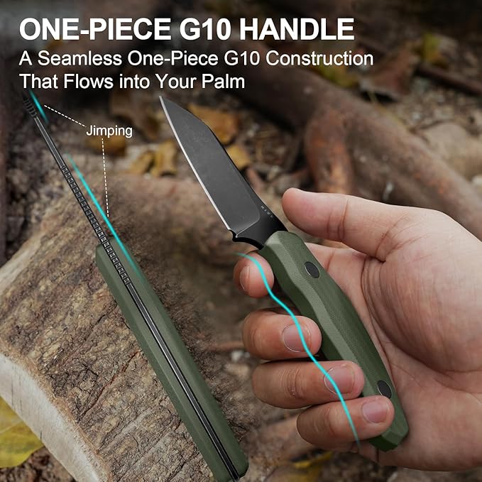 Kizer Bulldog Fix Fixed Blade Knife 2.97 Sheepsfoot 14C28N Blade Hunting Knife with Sheath Olive Green G10 One-Piece Handle EDC Camping Knives for Outdoor Survival 1116M1