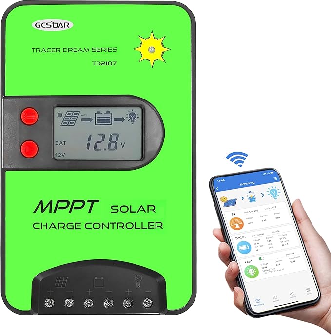 MPPT Solar Charge Controller 20A 12V/24V Built-in WiFi Adapter APP Monitor Parameter Adjustable LCD Display Solar Panel Charger Regulator for Gel Sealed Flooded Lifepo4