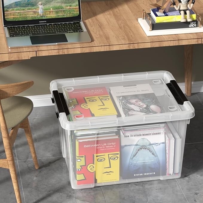 50 Quart Large Clear Storage Box with Wheels 4-Pack Clear Plastic Storage Bin with Lids