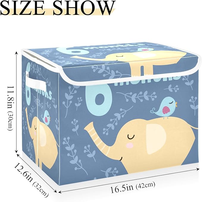 6_months Storage Bins with Lid Stackable Organization Storage Fabric Storage Bin for Home Studyroom Office Basket